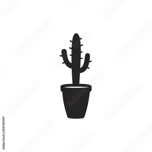 Silhouette of a potted cactus plant icon