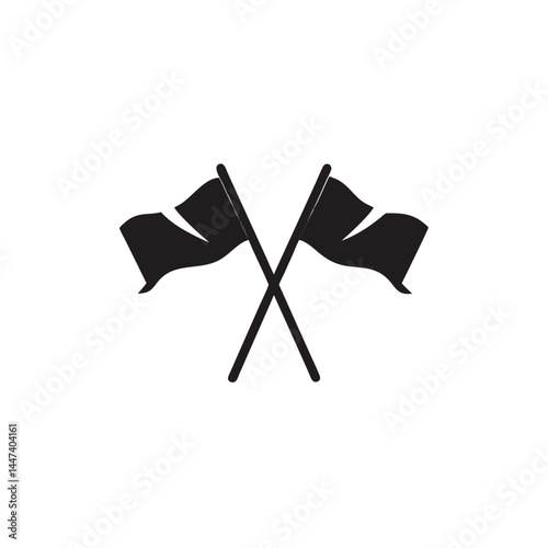 Two crossed black flags waving in the wind