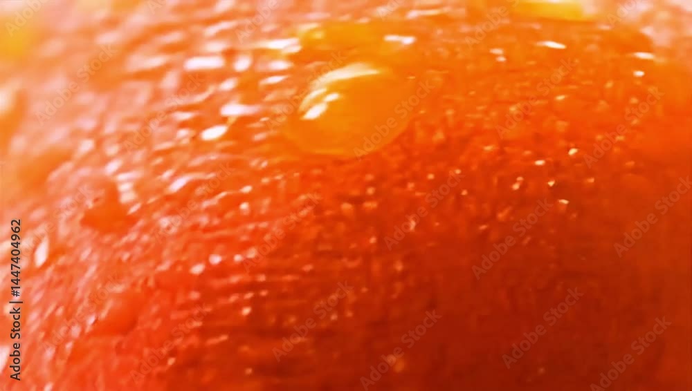 Macro shot of wet vibrant orange fruit texture