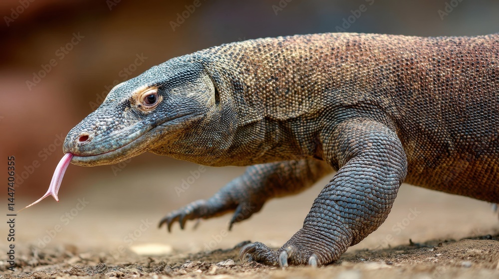 Obraz premium Komodo Dragon Portrait: Fierce Reptilian Gaze