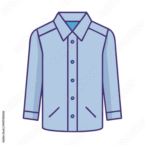 Find light blue long sleeve dress shirt vector illustration for men's fashion apparel style