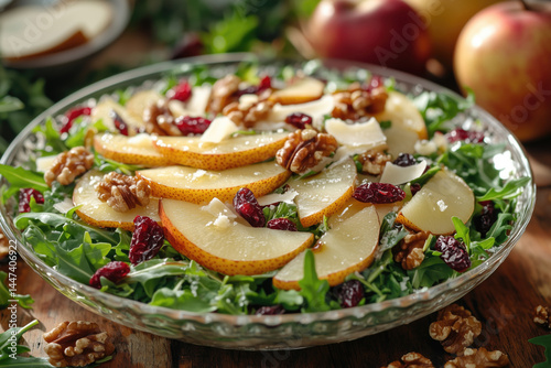 Obraz na płótnie Fresh salad with apples, cranberries, and walnuts w salonie