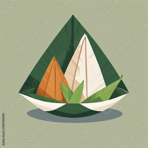 Zongzi, a traditional Chinese rice dumpling made of glutinous rice stuffed with different fillings and wrapped in bamboo leaves.