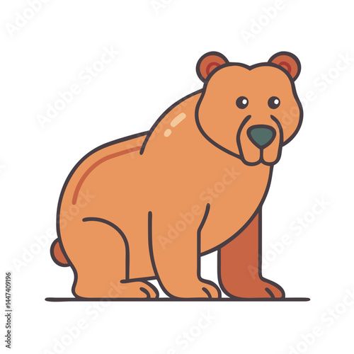 Illustration of a brown bear animal wildlife mammal forest nature icon drawing cartoon design art