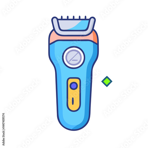Illustration of electric shaver trimmer for men grooming personal care appliance and hygiene tool
