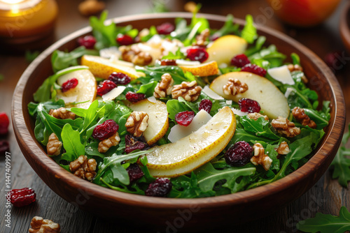 Fresh salad with apples, cranberries, and walnuts