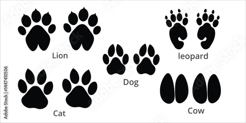 animal  footprints icons set vector liiustration on white background.