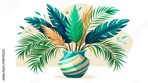 A tropical parlor palm in a ceramic vase adds soft greenery.
Lush, feather-like leaves create a soothing visual flow.
The white background gives clarity and design flexibility.
Perfect for calm, moder