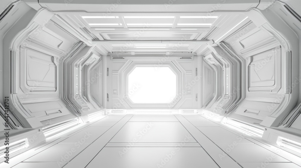 Fototapeta premium Empty, bright, futuristic corridor