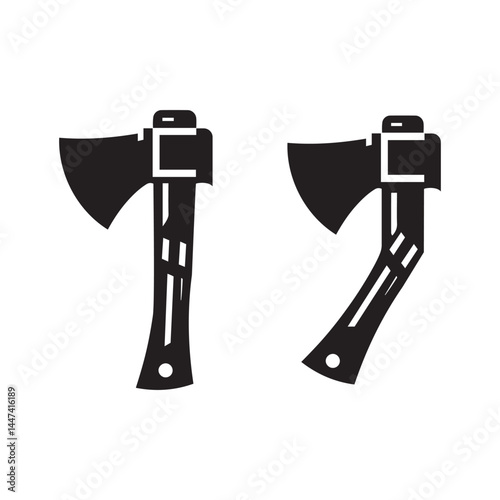 Two axe silhouette icon vector art design isolated on a white background