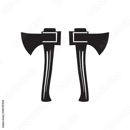 Two axe silhouette icon vector art design isolated on a white background