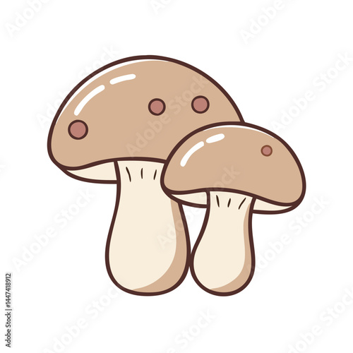 Illustration of mushroom fungi edible forest nature organic food vegetarian ingredient brown mushroom