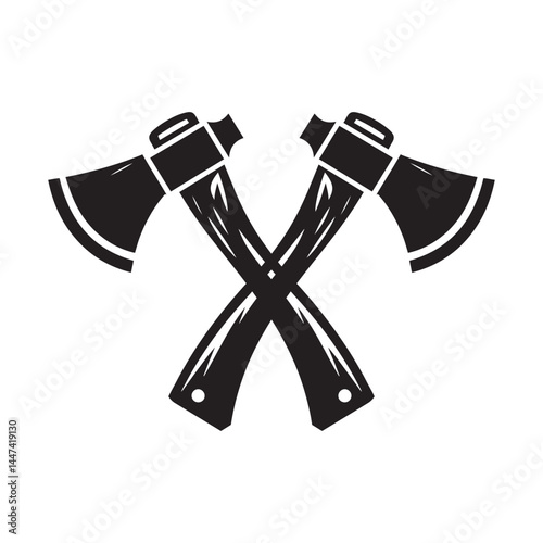 Crossed axe icon silhouette flat vector art illustration design template isolated on a white background.