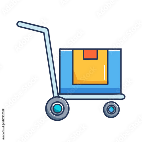 Illustration of a hand truck with box for delivery service and moving logistics concept design