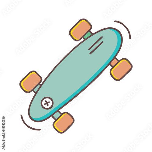 Isolated cartoon skateboard illustration vector graphic for kids skateboarders skating parks