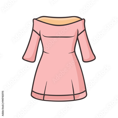 Shop pink off the shoulder dress fashion illustration for women's clothing apparel style