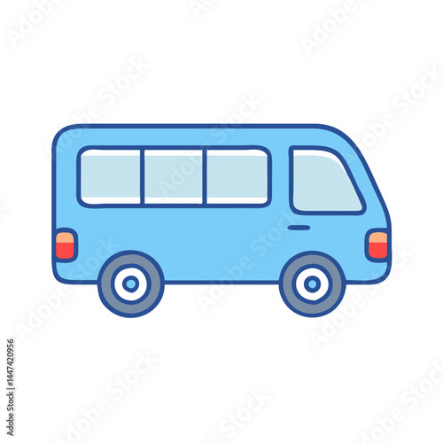 Illustration of a blue passenger van for transportation needs and vehicle design projects online