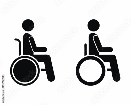 Wheel Chair User icon silhouette vector illustration