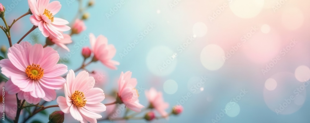 Pastel floral banner, soft focus, dreamy effect, soft pastel background, invitation, flowers Pastel floral banner, soft focus, dreamy effect, soft pastel background, invitation, flowers