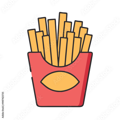 Delicious french fries vector illustration, fast food fries, potato fries, snack fries, fried potatoes