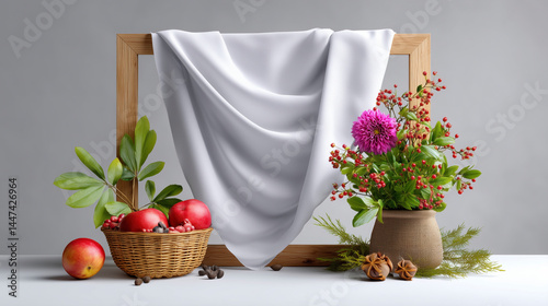 Obraz na płótnie A white cloth is draped over a wooden frame w salonie