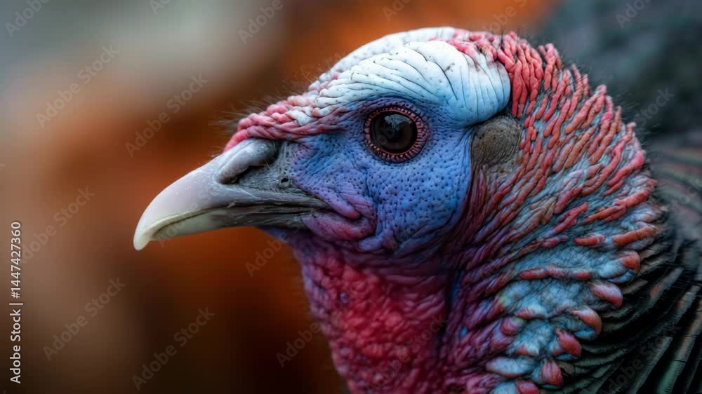 A close-up shot of a colorful turkey showcasing its unique feathers and vibrant colors, highlighting the beauty of this majestic bird in a natural setting. A close-up shot of a colorful turkey showcasing its unique feathers and vibrant colors, highlighting the beauty of this majestic bird in a natural setting.