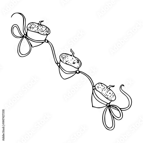 linked acorn set vector design