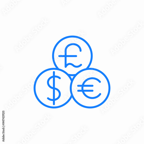 currency money exchange dollar euro pound blue icon sign vector