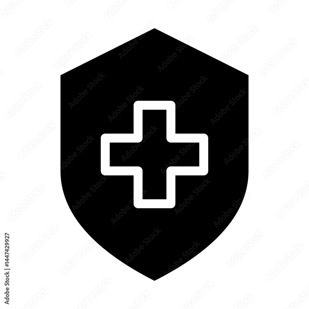 Shield with Cross Glyph icons Shield with Cross Glyph icons