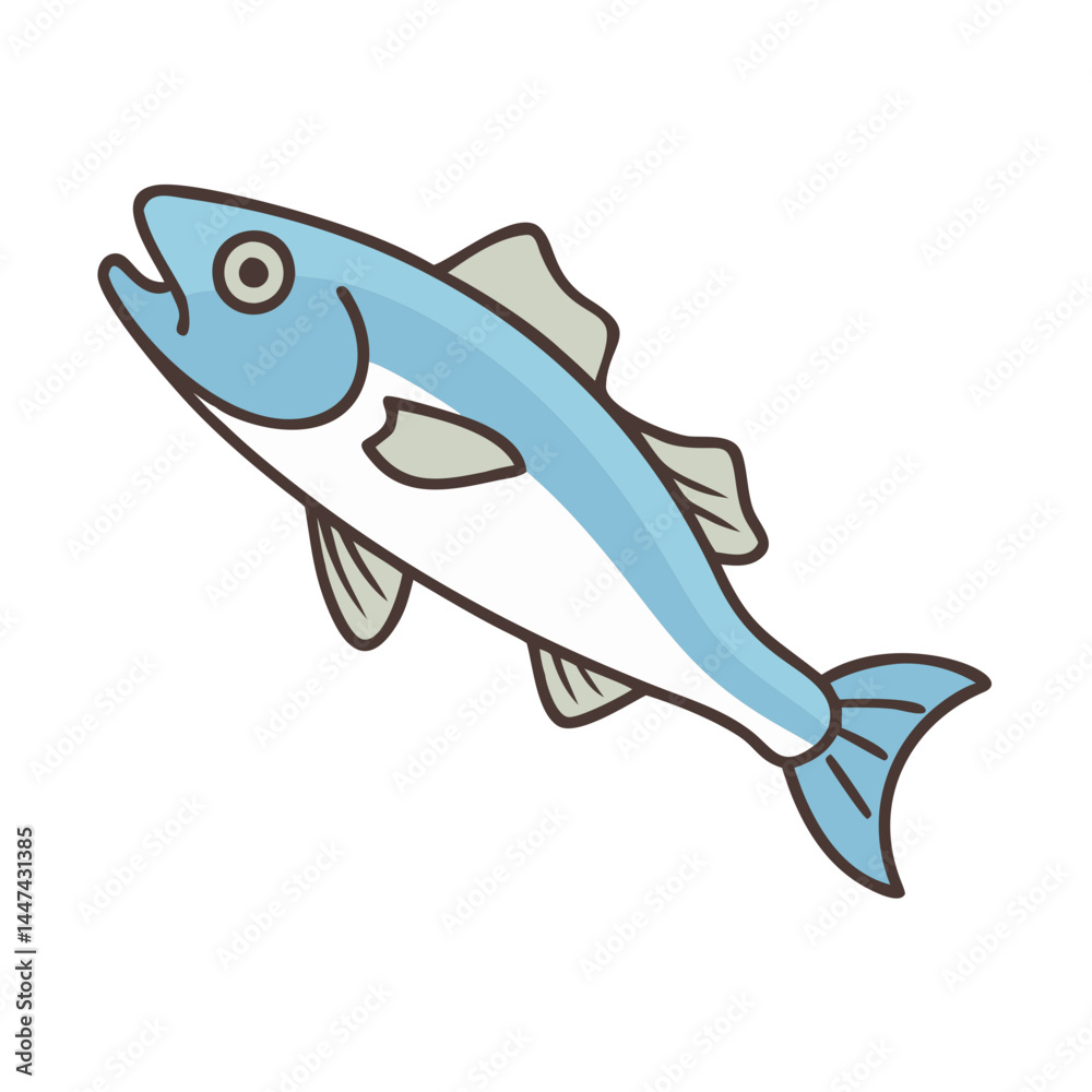 Obraz premium Illustration of a blue fish swimming in the ocean aquatic animal vector design marine life art