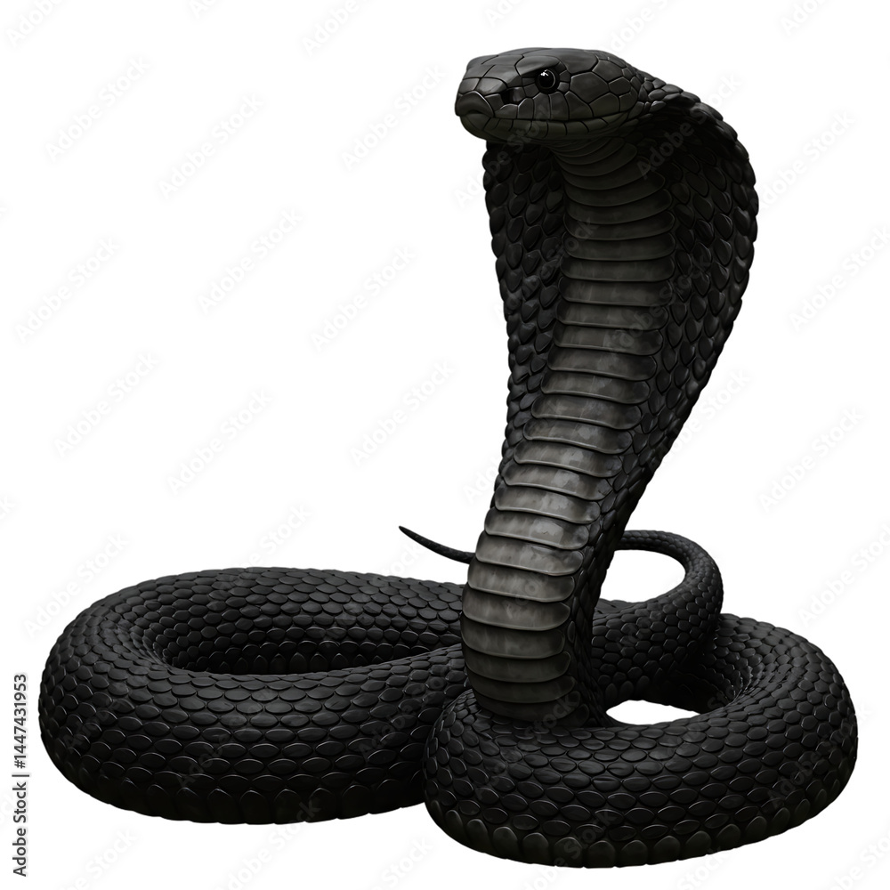 Fototapeta premium Majestic Black Cobra: High-Resolution Snake Image