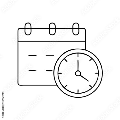 Time management icon in thin line style with black color