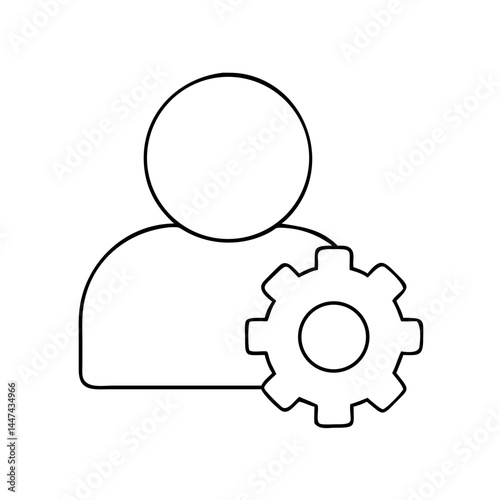 User role icon in thin line style with black color