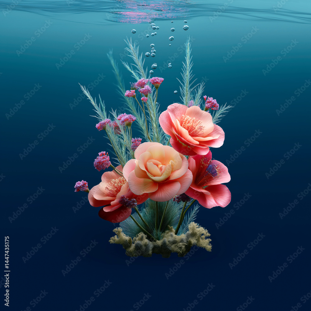 A bouquet of pink flowers is floating in the water