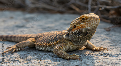 Magnificent Bearded Dragon Basking in the Sun