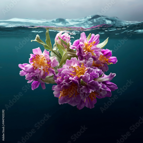Obraz na płótnie A bunch of purple flowers floating in the water w salonie