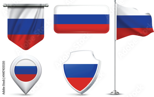 Set of Russian Flags in Different Shapes and Styles Free Download Set of Russian Flags in Different Shapes and Styles - GFXLoad