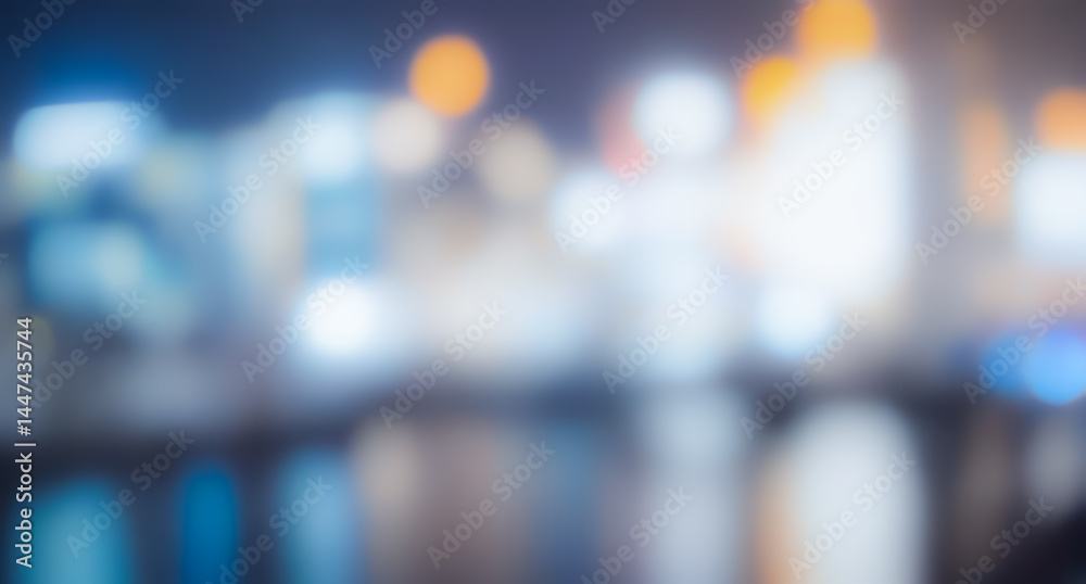 Blurred night scene with city lights reflecting on a dark surface. Blurred night scene with city lights reflecting on a dark surface.