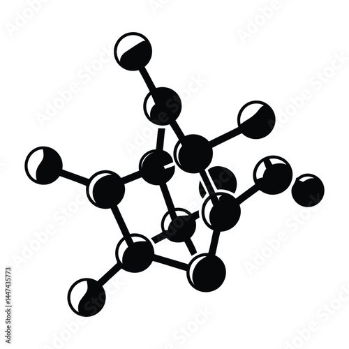 Molecular model kit Silhouette, Vector, Icon, Logo, White Background.
