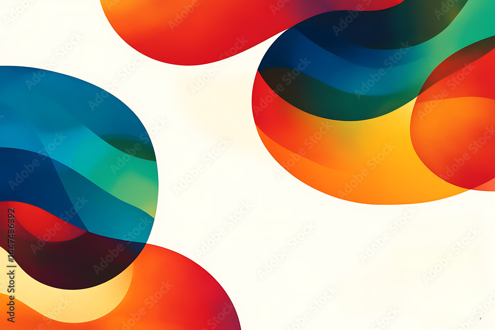 Abstract colorful waves in vibrant red, blue, and orange flowing on light background Abstract colorful waves in vibrant red, blue, and orange flowing on light background