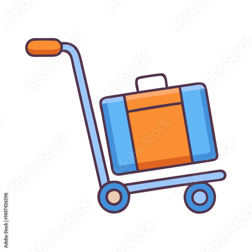 Illustration of a luggage cart trolley for travel airport baggage transportation and tourism use