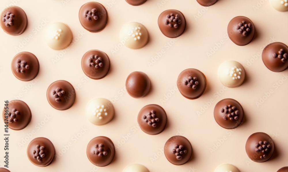Assorted Chocolate Truffles on Cream Background for Delicious Treats