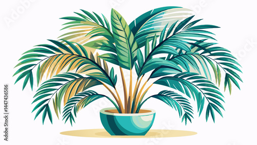 Soft tropical leaves arch gently from a sleek container.
A parlor palm’s elegance brings calm to any scene.
Isolated on white for crisp and versatile vector use.
Ideal for relaxing home décor and life