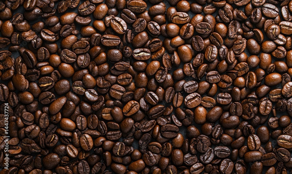 Fototapeta premium Fresh Roasted Coffee Beans Texture Background for Beverage Concepts