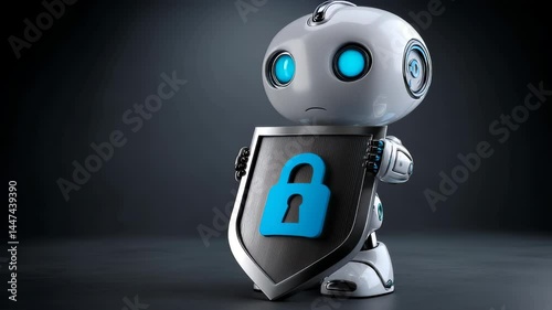 Futuristic Robot with Security Shield