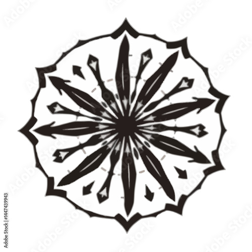 Black and white floral mandala design vector illustration art for decoration and backgrounds use  chars