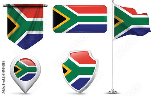 Set of South African Flags in Different Shapes and Styles Free Download Set of South African Flags in Different Shapes and Styles - GFXLoad