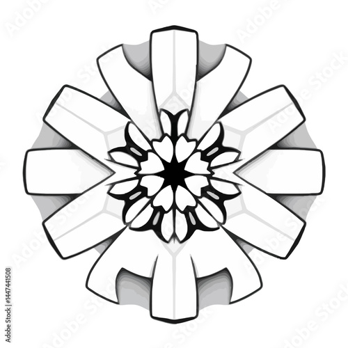 Abstract geometric flower pattern design in black and white for background and decoration use online 