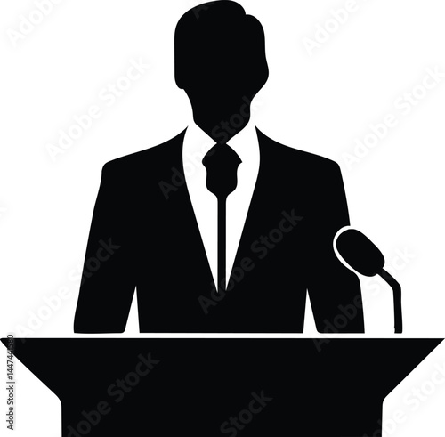 expert presenter silhouette vector icon
