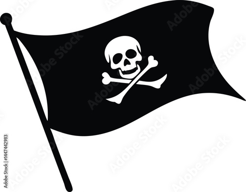 pirate flag silhouette vector icon